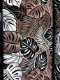 Polynesian Hawaiian Island Fabric 45" Poly Cotton Fabric Monstera Leafs - Sold By The Yard | Brown Color