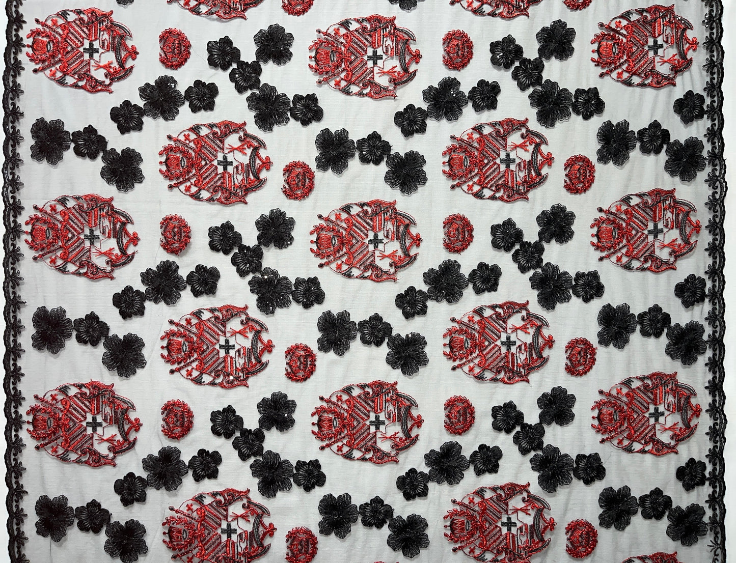 Black Hibiscus Flowers Tonga Seal Lace | Islands Fabric