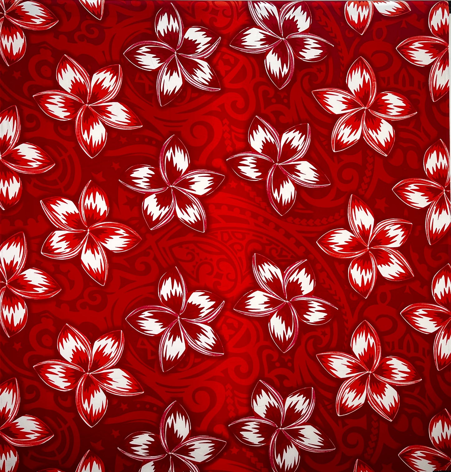 Plumeria Traditional Tattoo background Peachskin Fabric | Islands Fabric