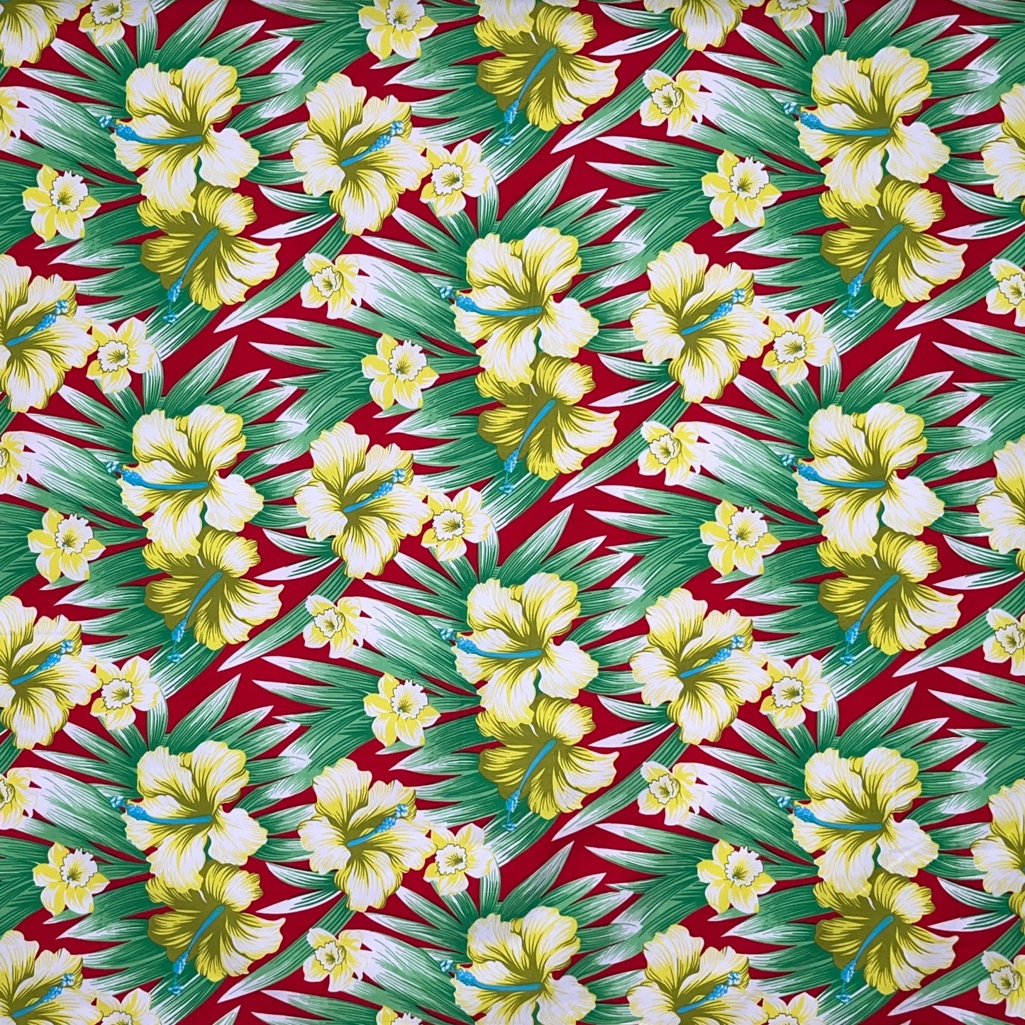 Multicolor Hibiscus Flowers Polyester Fabric | Islands Fabric