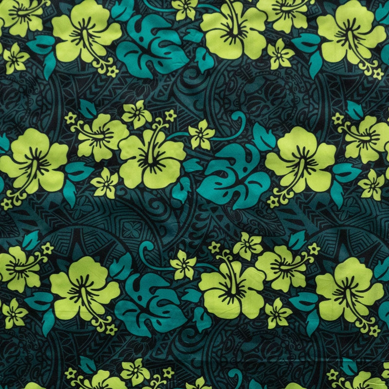 Hibiscus/Plumeria/Monstera Leaf Polyester Fabric | Islands Fabric