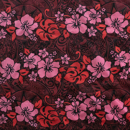 Hibiscus/Plumeria/Monstera Leaf Polyester Fabric | Islands Fabric