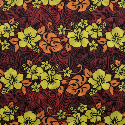 Hibiscus/Plumeria/Monstera Leaf Polyester Fabric | Islands Fabric