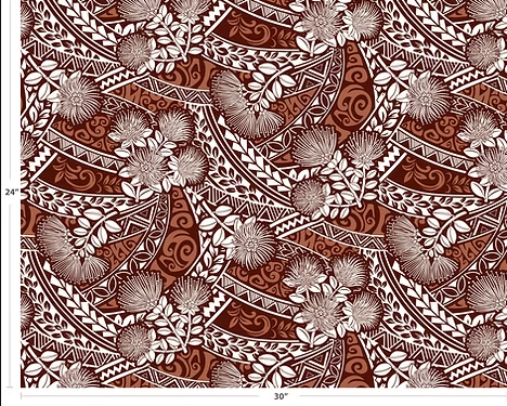 Polynesian Tribal Floral Fabric by the Yard – 45" Wide Poly Cotton Print | Hawaiian Island Tapa Pattern for Sewing, Crafts & Home Décor