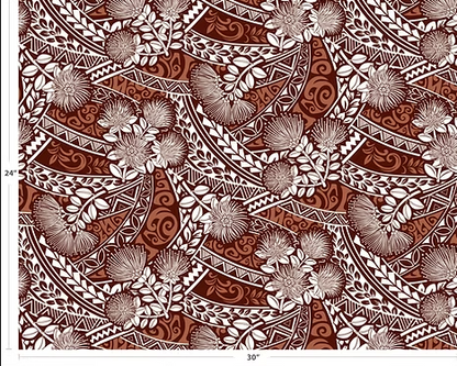 Polynesian Tribal Floral Fabric by the Yard – 45" Wide Poly Cotton Print | Hawaiian Island Tapa Pattern for Sewing, Crafts & Home Décor