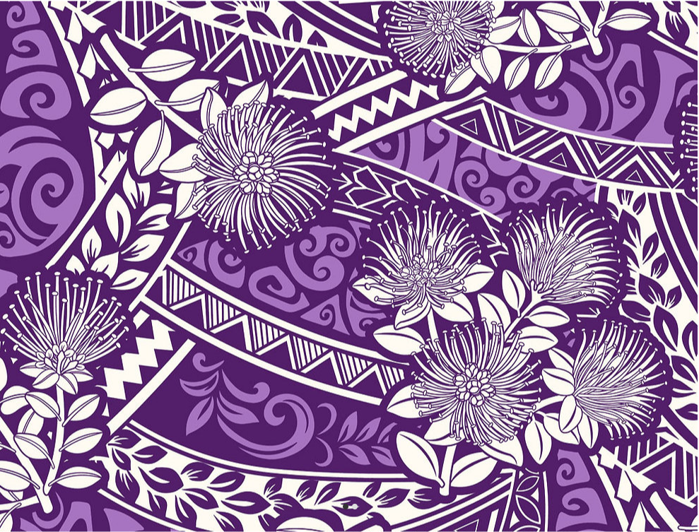 Polynesian Tribal Floral Fabric by the Yard – 45" Wide Poly Cotton Print | Hawaiian Island Tapa Pattern for Sewing, Crafts & Home Décor