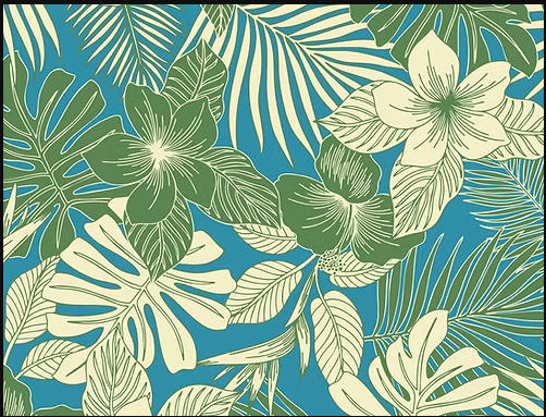 New Hawaiian Tropical Print Fabric – Blue 100% Cotton Fabric, 44” Wide Floral Island Print by the Yard