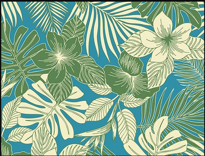New Hawaiian Tropical Print Fabric – Blue 100% Cotton Fabric, 44” Wide Floral Island Print by the Yard
