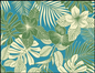 New Hawaiian Tropical Print Fabric – Blue 100% Cotton Fabric, 44” Wide Floral Island Print by the Yard