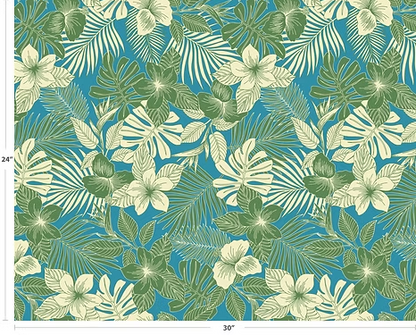 New Hawaiian Tropical Print Fabric – Blue 100% Cotton Fabric, 44” Wide Floral Island Print by the Yard