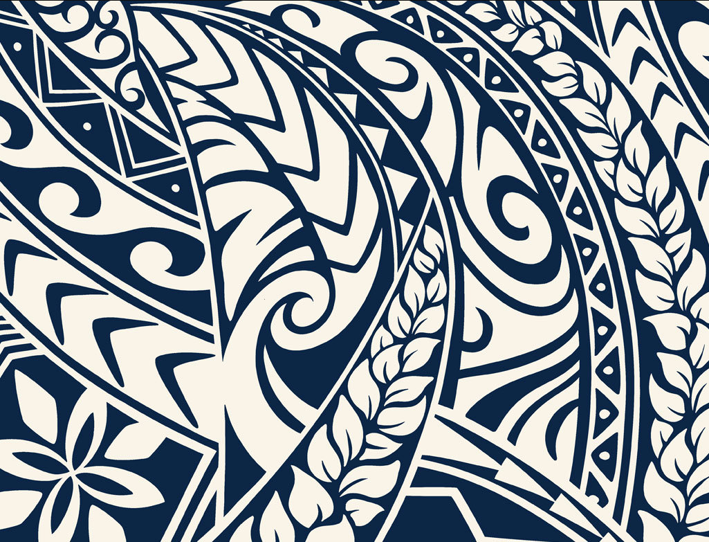 New Polynesian Tribal Tapa Tattoo Fabric  Navy and White 100% Cotton Fabric, 44” Wide Island Print by the Yard