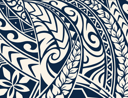New Polynesian Tribal Tapa Tattoo Fabric  Navy and White 100% Cotton Fabric, 44” Wide Island Print by the Yard