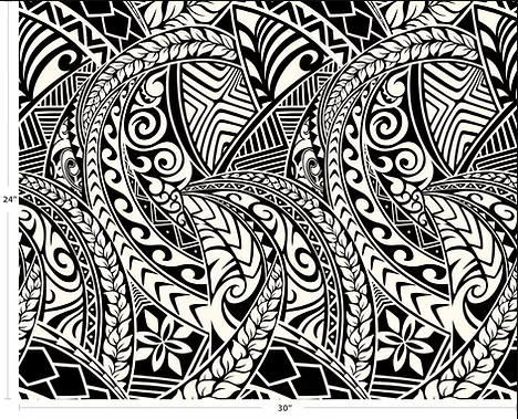 New Polynesian Tribal Tapa Tattoo Fabric Black and White 100% Cotton Fabric, 44” Wide Island Print by the Yard