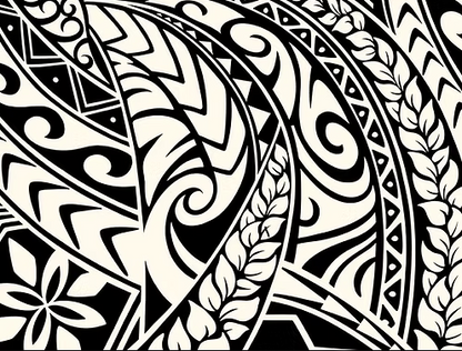 New Polynesian Tribal Tapa Tattoo Fabric Black and White 100% Cotton Fabric, 44” Wide Island Print by the Yard
