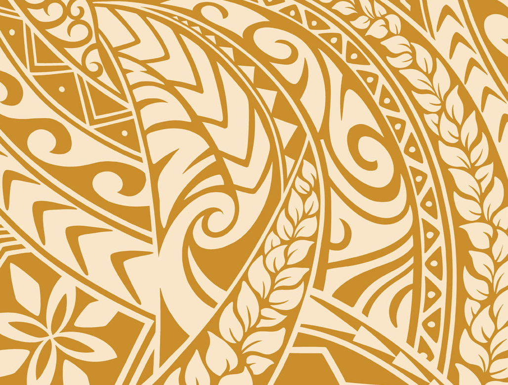 New Polynesian Tribal Tapa Tattoo Fabric Gold and Beige 100% Cotton Fabric, 44” Wide Island Print by the Yard