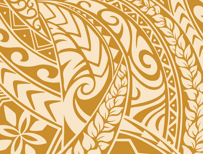 New Polynesian Tribal Tapa Tattoo Fabric Gold and Beige 100% Cotton Fabric, 44” Wide Island Print by the Yard