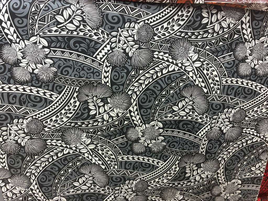 Polynesian Tribal Floral Fabric by the Yard – 45" Wide Poly Cotton Print | Hawaiian Island Tapa Pattern for Sewing, Crafts & Home Décor