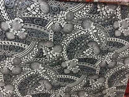 Polynesian Tribal Floral Fabric by the Yard – 45" Wide Poly Cotton Print | Hawaiian Island Tapa Pattern for Sewing, Crafts & Home Décor