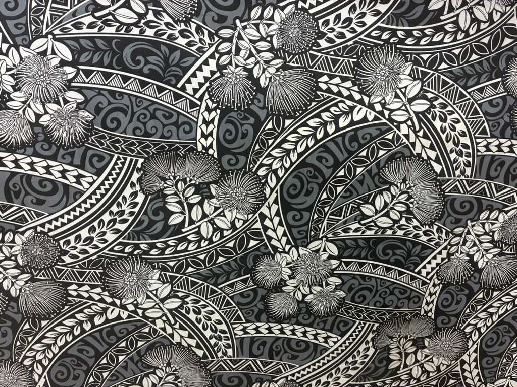 Polynesian Tribal Floral Fabric by the Yard – 45" Wide Poly Cotton Print | Hawaiian Island Tapa Pattern for Sewing, Crafts & Home Décor