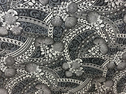 Polynesian Tribal Floral Fabric by the Yard – 45" Wide Poly Cotton Print | Hawaiian Island Tapa Pattern for Sewing, Crafts & Home Décor