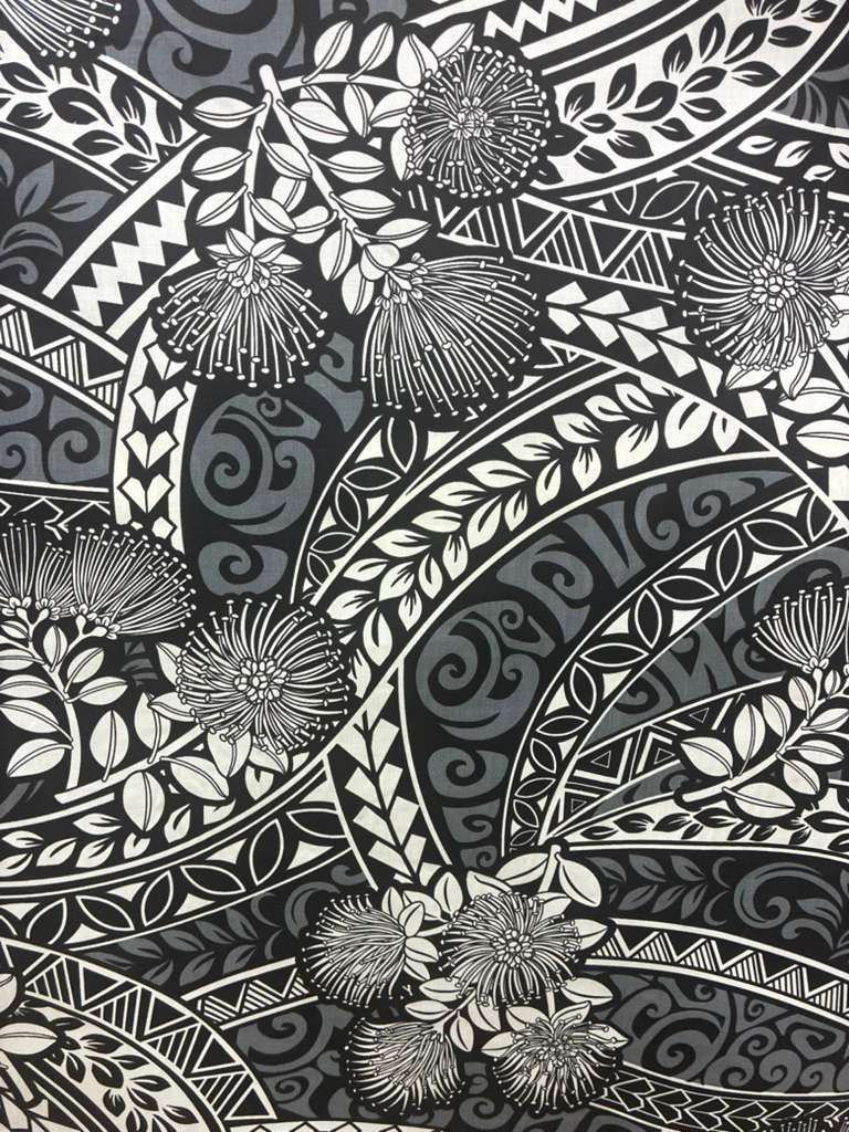Polynesian Tribal Floral Fabric by the Yard – 45" Wide Poly Cotton Print | Hawaiian Island Tapa Pattern for Sewing, Crafts & Home Décor