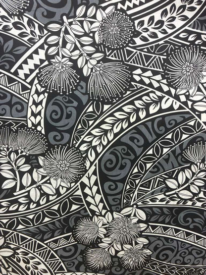 Polynesian Tribal Floral Fabric by the Yard – 45" Wide Poly Cotton Print | Hawaiian Island Tapa Pattern for Sewing, Crafts & Home Décor