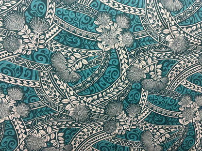 Polynesian Tribal Floral Fabric by the Yard – 45" Wide Poly Cotton Print | Hawaiian Island Tapa Pattern for Sewing, Crafts & Home Décor
