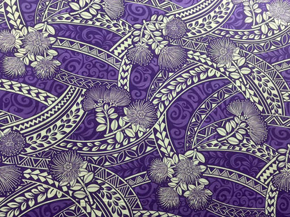Polynesian Tribal Floral Fabric by the Yard – 45" Wide Poly Cotton Print | Hawaiian Island Tapa Pattern for Sewing, Crafts & Home Décor