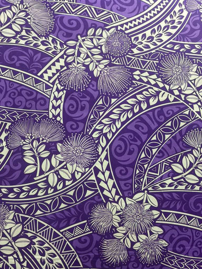 Polynesian Tribal Floral Fabric by the Yard – 45" Wide Poly Cotton Print | Hawaiian Island Tapa Pattern for Sewing, Crafts & Home Décor
