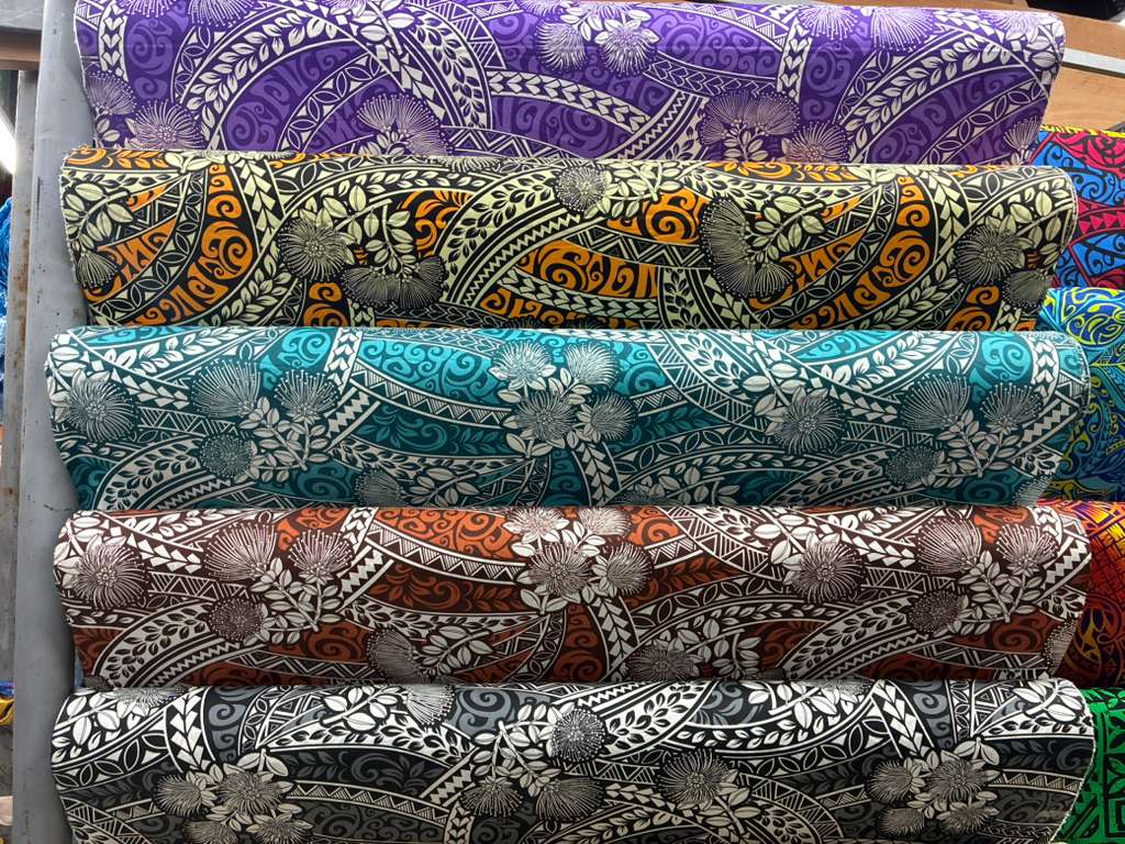 Polynesian Tribal Floral Fabric by the Yard – 45" Wide Poly Cotton Print | Hawaiian Island Tapa Pattern for Sewing, Crafts & Home Décor