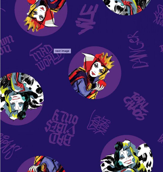 Disney Villains Fabric - Cruella & Maleficent Toss - 100% Cotton - 44” Wide - Sold by the Yard - High Quality Quilting and Craft Fabric | Gtex Fabrics