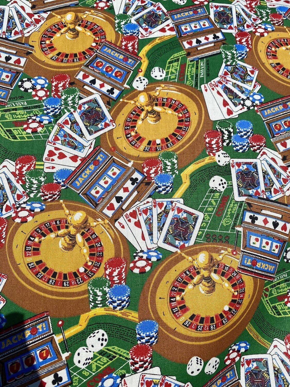 Novelty Cotton Fabric, Las Vegas Casino Poker Gambling Print Quilt 100% Cotton Fabric, By the yard, High Quality HD Color  | Gtex Fabrics
