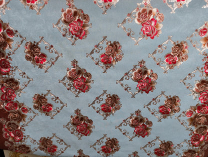 High Quality 54" Vinyl Table Cover Fabric, Lined, Flower Design - By The Yard (No Felack) | Gtex Fabrics