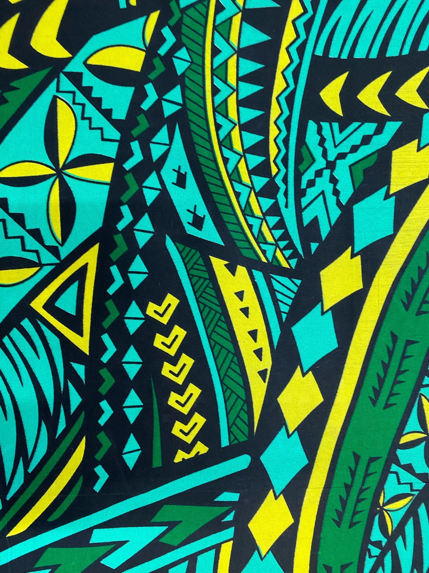 Polynesian Elegance: 36" Polyester Fabric with Poly Cotton Feel– Tribal and Floral Fusion  Tapa Block Print- Made In Thailand - By Roll  | Gtex Fabrics