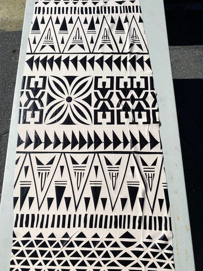 GTEX Collection- Exquisite Traditional Polynesian Tattoo Design | Foil Fabric - Stretch Scuba Fabric - 63" Luxury -Quality (Cream & Black) | Gtex Fabrics