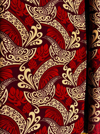 Polynesian Tribal Fabric – 45” Wide | Lightweight Soft Poly Cotton Feel | Sold by Yard or Roll | Made in Thailand | Island Design| Wholesale   | Gtex Fabrics
