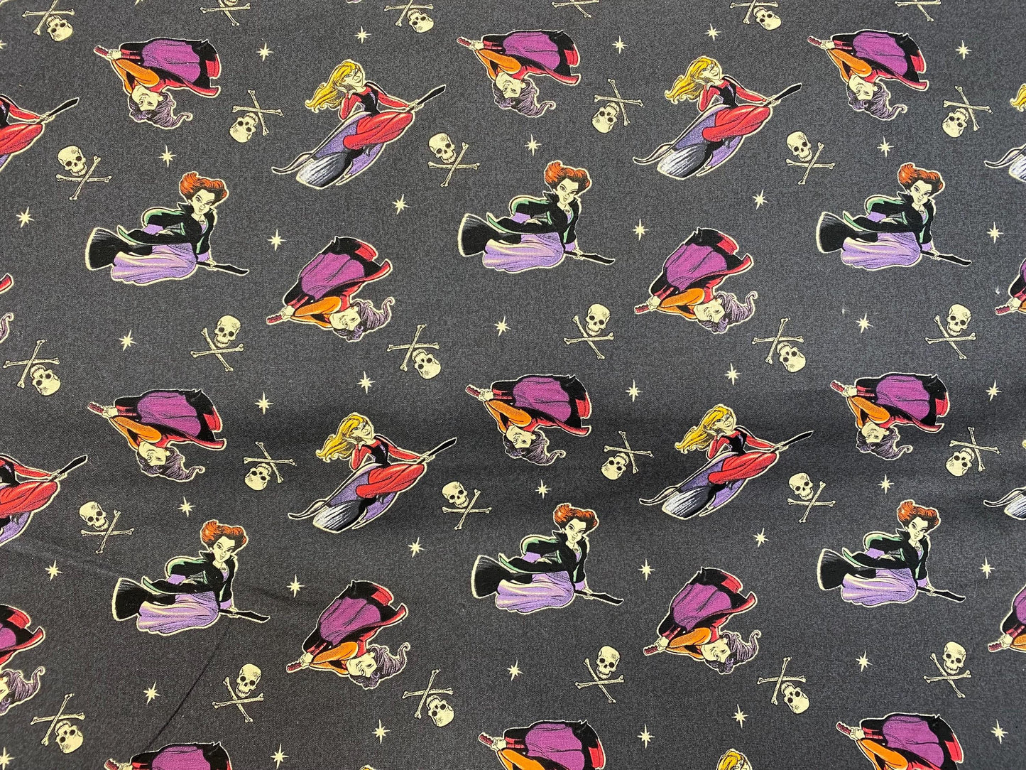 Hocus Pocus Witches On Brooms 44"  - 100% Cotton Fabric - Sold by the yard | Gtex Fabrics