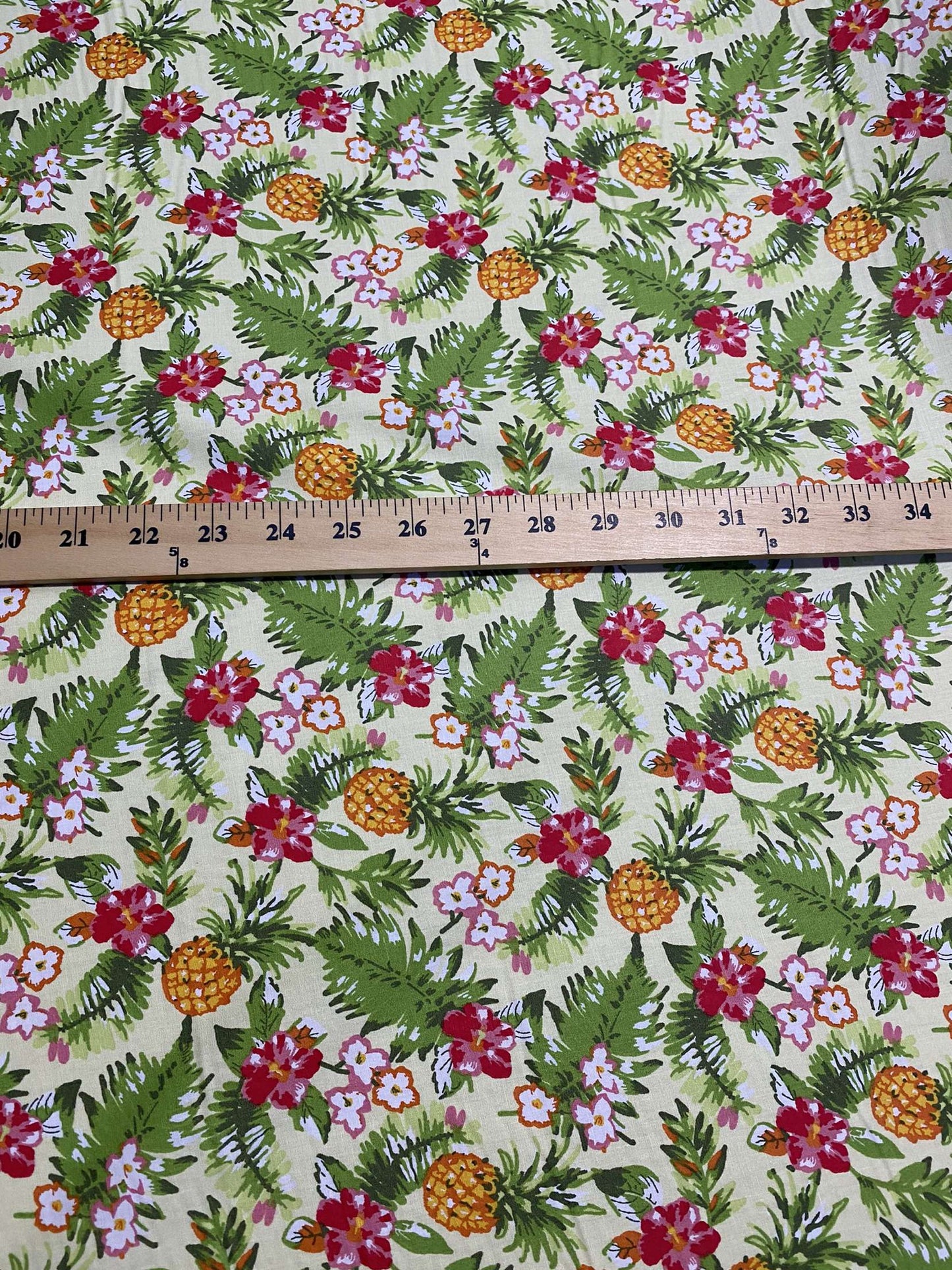 Hawaiian Print Luau Floral Pineapple Toss 100% Cotton Fabric 45" Island Print Sold By The Yard or Choose Length   | Gtex Fabrics