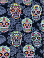 Mexican Heritage Folkloric Sugar Skulls 100% Cotton Fabric / Black & Gray Calaveras Fabric / 44" wide | Gtex fabrics