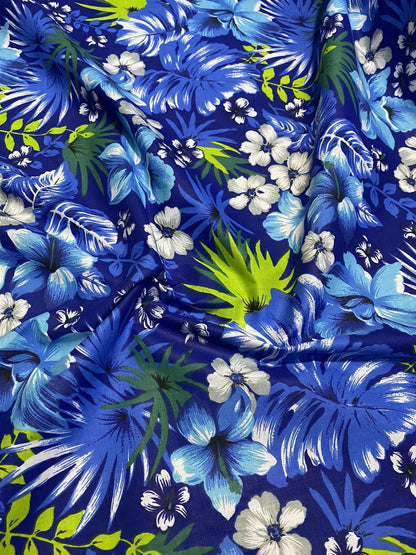 GTEX Collection C111 - Hawaiian Print Luau Floral All Over Design - Poly Cotton Fabric 60"  | Gtex Fabrics