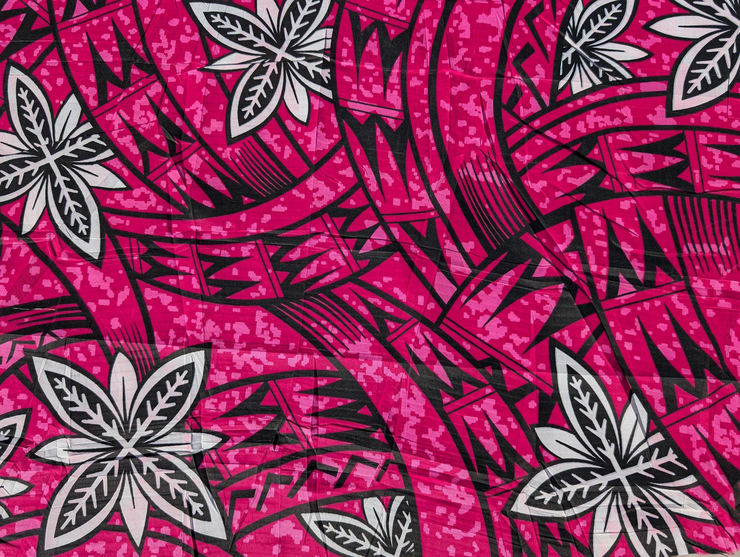 Polynesian Elegance: 36" Polyester Fabric with Poly Cotton Feel– Tribal and Floral Fusion  Tapa Block Print- Made In Thailand - Low Price   | Gtex Fabrics