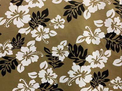 South Pacific Islander Flowers - Polynesian Fabric - Hibiscus Floral Design, Hawaiian - Sold by the Yard - Polyester Gabardine Fabric 60" | Gtex Fabrics