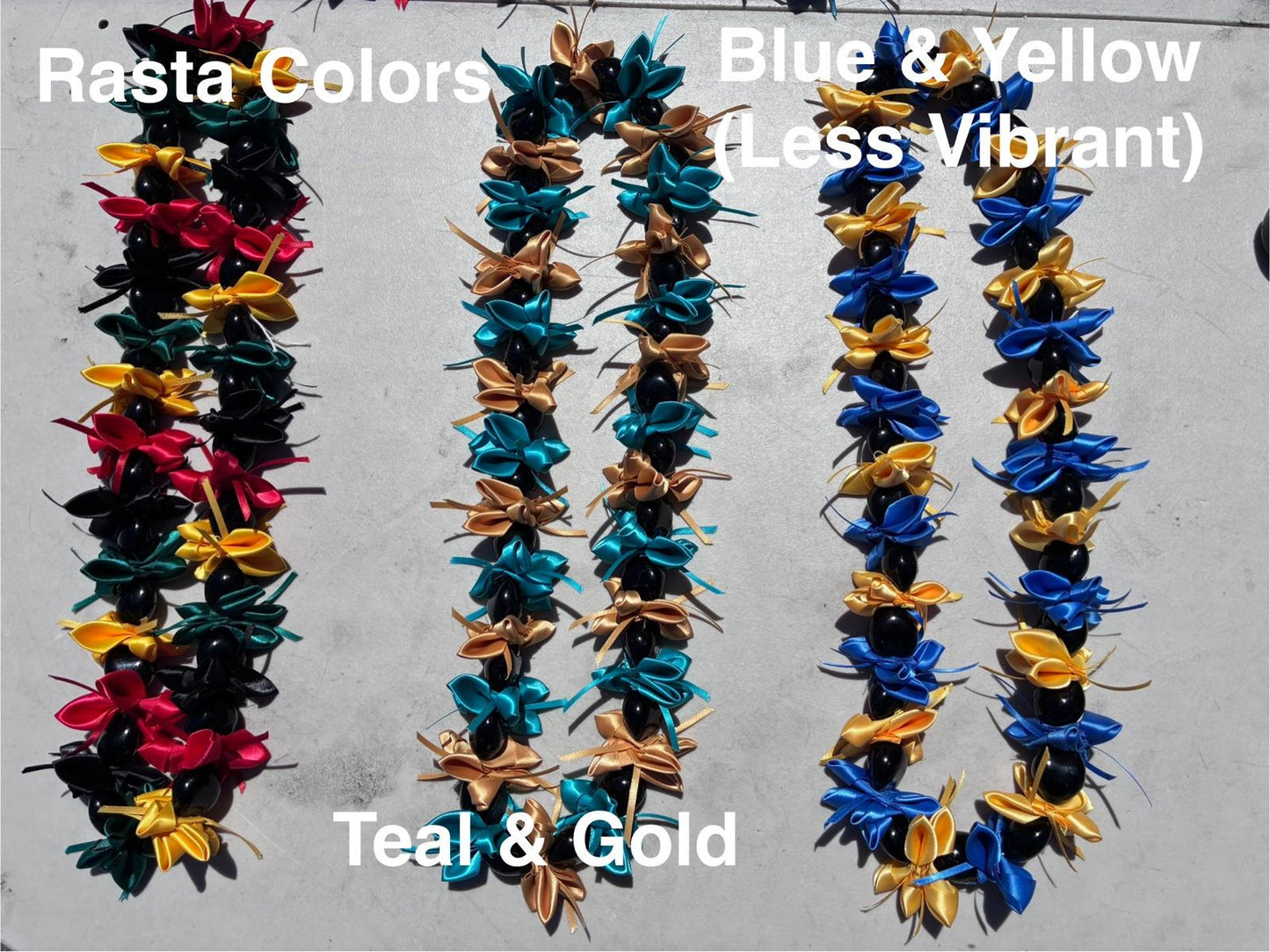 New Hawaiian Graduation Ribbon Kukui Nut Leis - Gift for Grads - Ceremony - New Design -Good Luck, Party, Recognition Wreath | Gtex Fabrics
