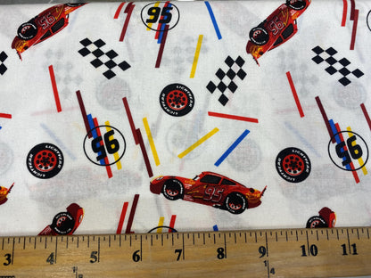 Disney Cars Fabric - Lightning McQueen Tires Toss - 100% Cotton - 43” Wide - Sold by the Yard - Kids Quilting & Crafts Material  | Gtex Fabrics