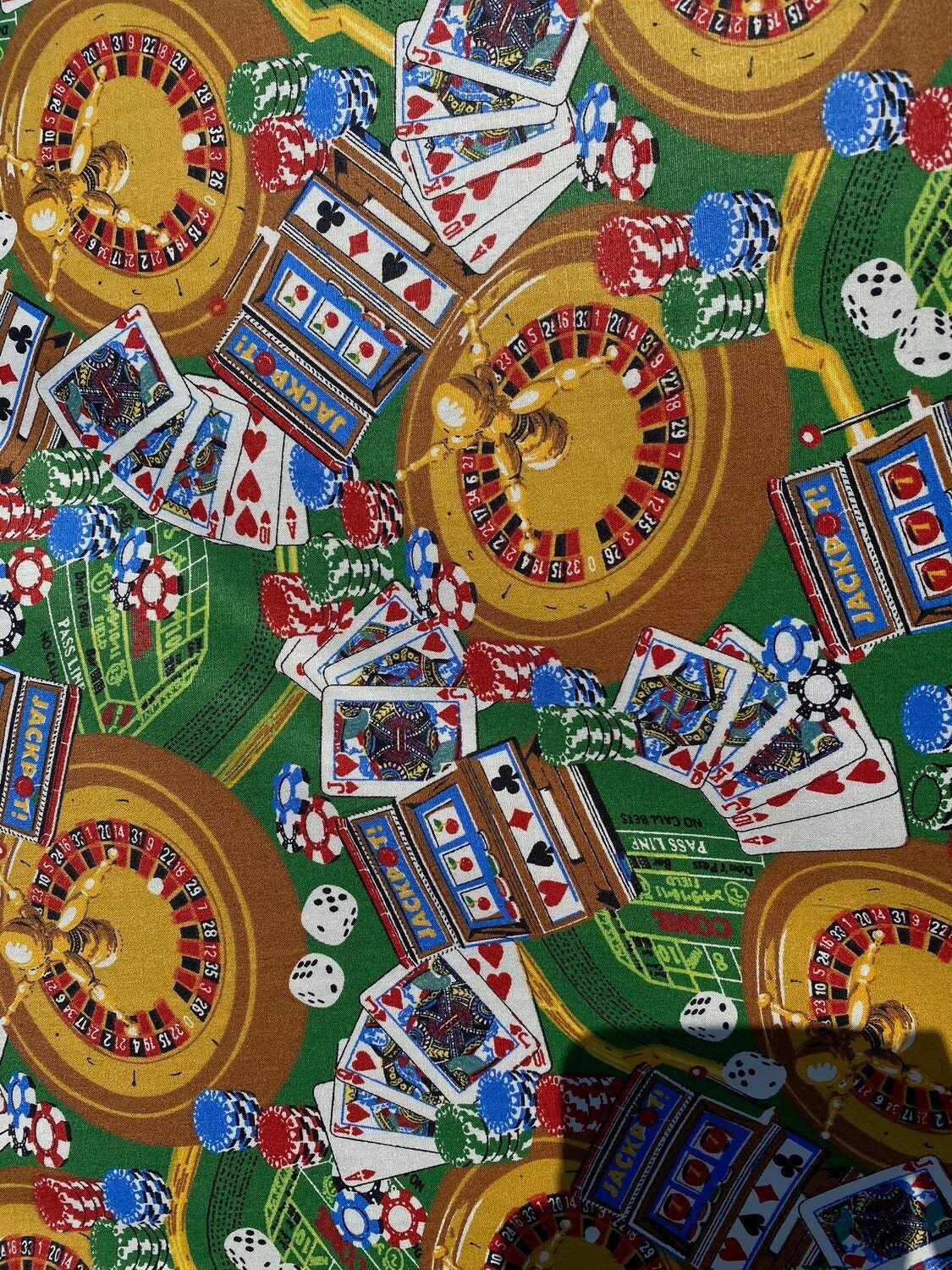 Novelty Cotton Fabric, Las Vegas Casino Poker Gambling Print Quilt 100% Cotton Fabric, By the yard, High Quality HD Color  | Gtex Fabrics