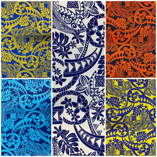 GTEX Collection - Polynesian Fabric -Monstera Leaf, Tribal Elements, Island Fabric - Sold by the Yard - 100% Cotton Fabric 45" - New Design | Gtex Fabrics
