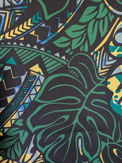 Premium 58” Wide Mini Matt Fabric – Polynesian Monstera Print – Tropical Island Design – Tonga, Samoa – Limited Edition | Gtex Fabrics