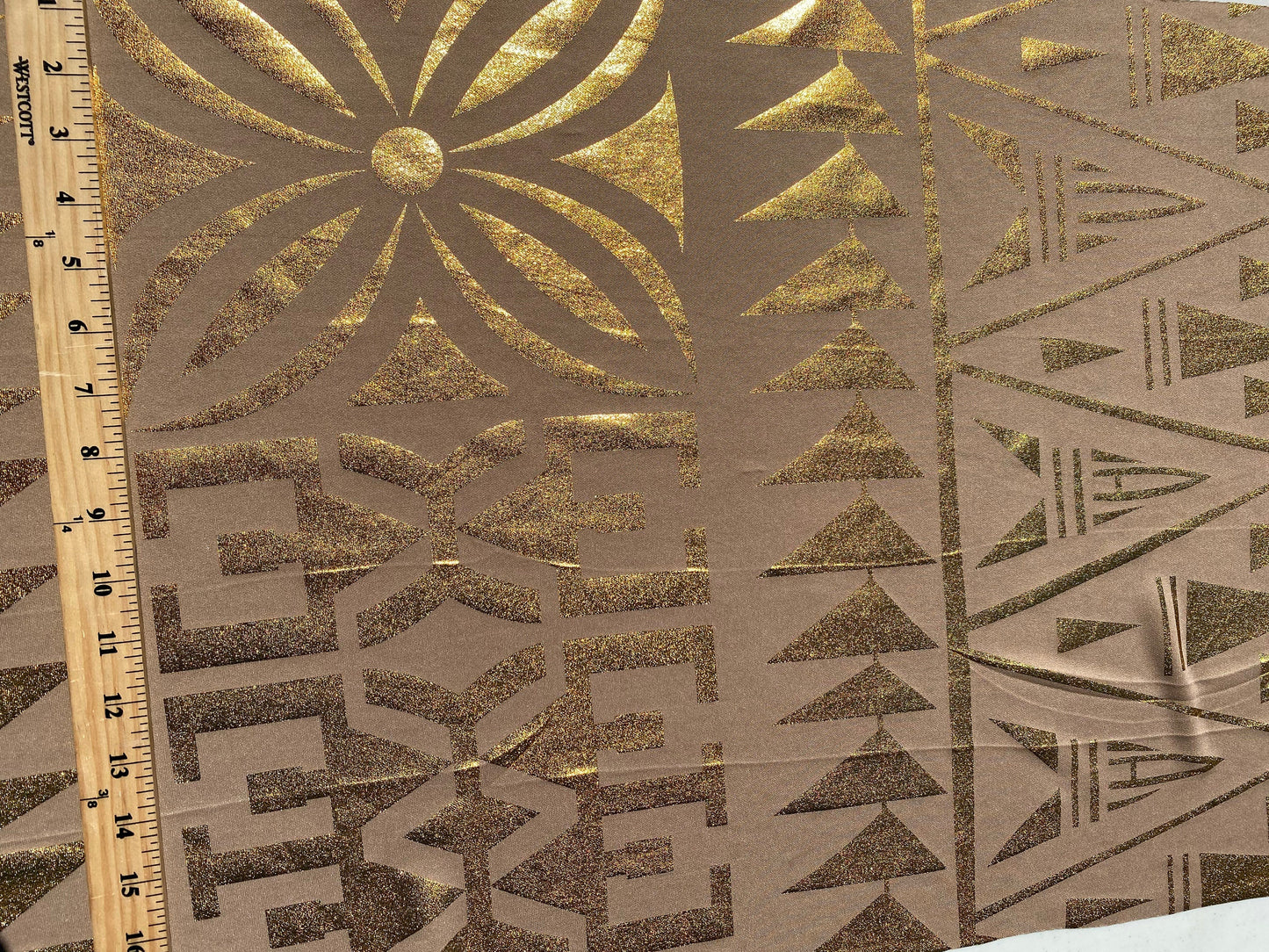 GTEX Collection- Exquisite Traditional Polynesian Tattoo Tapa Design | Foil Fabric - Stretch Scuba Fabric - 63" High-Quality Shimmer Design | Gtex Fabrics