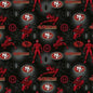 NFL San Francisco 49ers Logo Spider Man Toss 100% Cotton Fabric Fast Ship Football Material By The Yard  | Gtex Fabrics