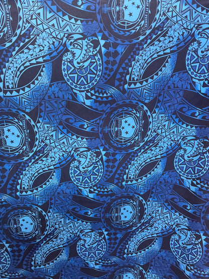 West Samoan Tribal Print Fabric - Polynesian Design - Peach Skin Fabric- by the Yard 58" Wide - Seal Of Western Samoa  | Gtex Fabrics